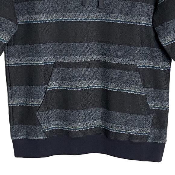 Quiksilver Pullover Hoodie Long Sleeve Men's Small Drawstring Blue Stripe NEW - Picture 3 of 13